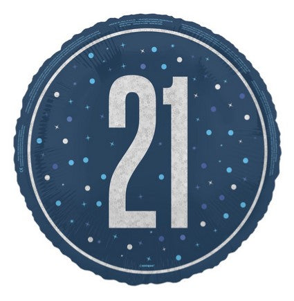 Birthday Glitz Blue 21st Prismatic Foil Balloon - 18"