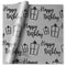 Silver Foil Black Glitter Happy Birthday Wrapping Paper - 1 Sheet - Each - 70cm