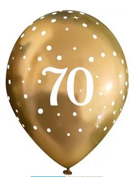 Gold Celebration 70th Birthday Latex Balloons - 11" - Pack of 6