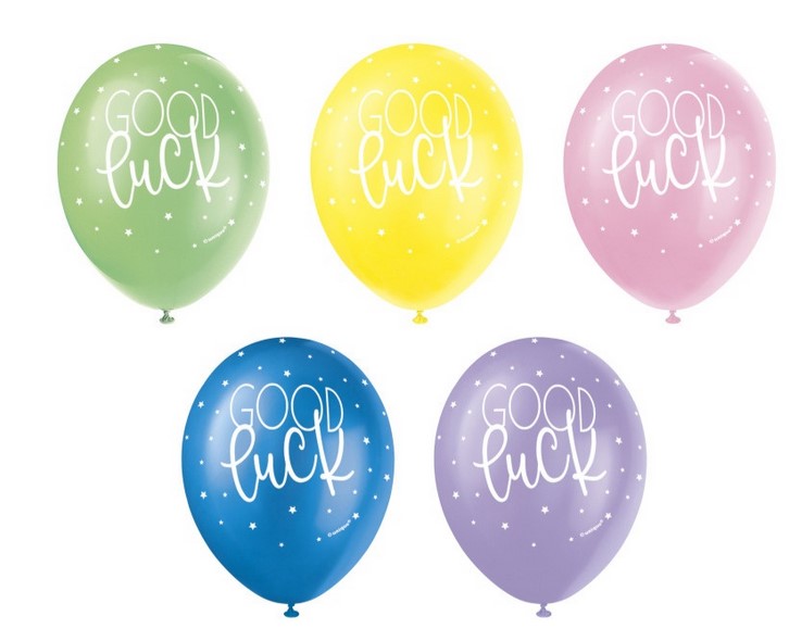 Good Luck Latex Balloons - Assorted Colours - 11" - Pack of 5