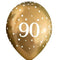 Gold Celebration 90th Birthday Latex Balloons - 11