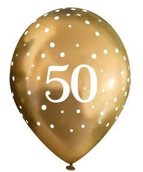Gold Celebration 50th Birthday Latex Balloons - 11