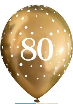 Gold Celebration 80th Birthday Latex Balloons - 11