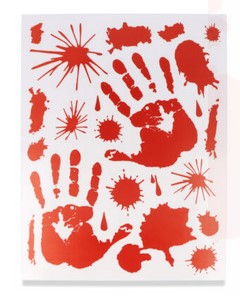 Halloween Bloody Hands Window Stickers - 30cm - Pack of 4