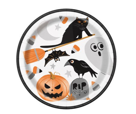 Bats and Boos Halloween Paper Plates - 23cm - Pack of 8