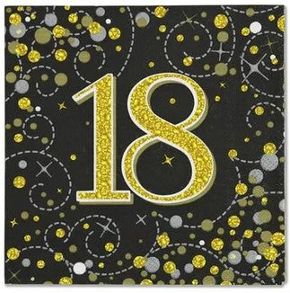 Gold Celebration "18th Birthday" Luncheon Napkins - 33cm - Pack of 16