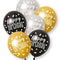 Birthday Glitz Black & Silver Happy Birthday Pearlised Latex Balloons - 30.5cm - Pack of 6 - Assorted