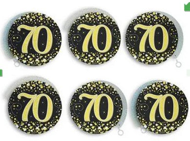 Gold Celebration 70th Hanging Swirl Decorations - 45.7cm - Pack of 6