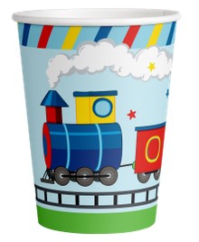 Toy Trains Paper Cups - 256ml - Pack of 8