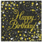 Gold Celebration Black & Gold Happy Birthday Paper Napkins - 33cm - Pack of 16