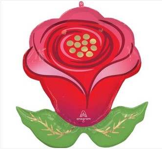 Red Rose Bud Supershape Foil Balloon - 30