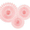 Light Pink Hanging Paper Fan Decorations - Pack of 3