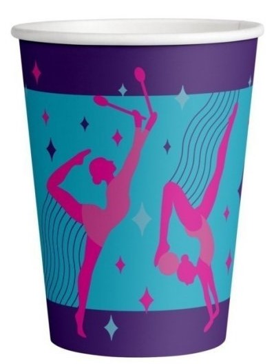 Gymnastics Party Paper Cups - 256ml - Pack of 8