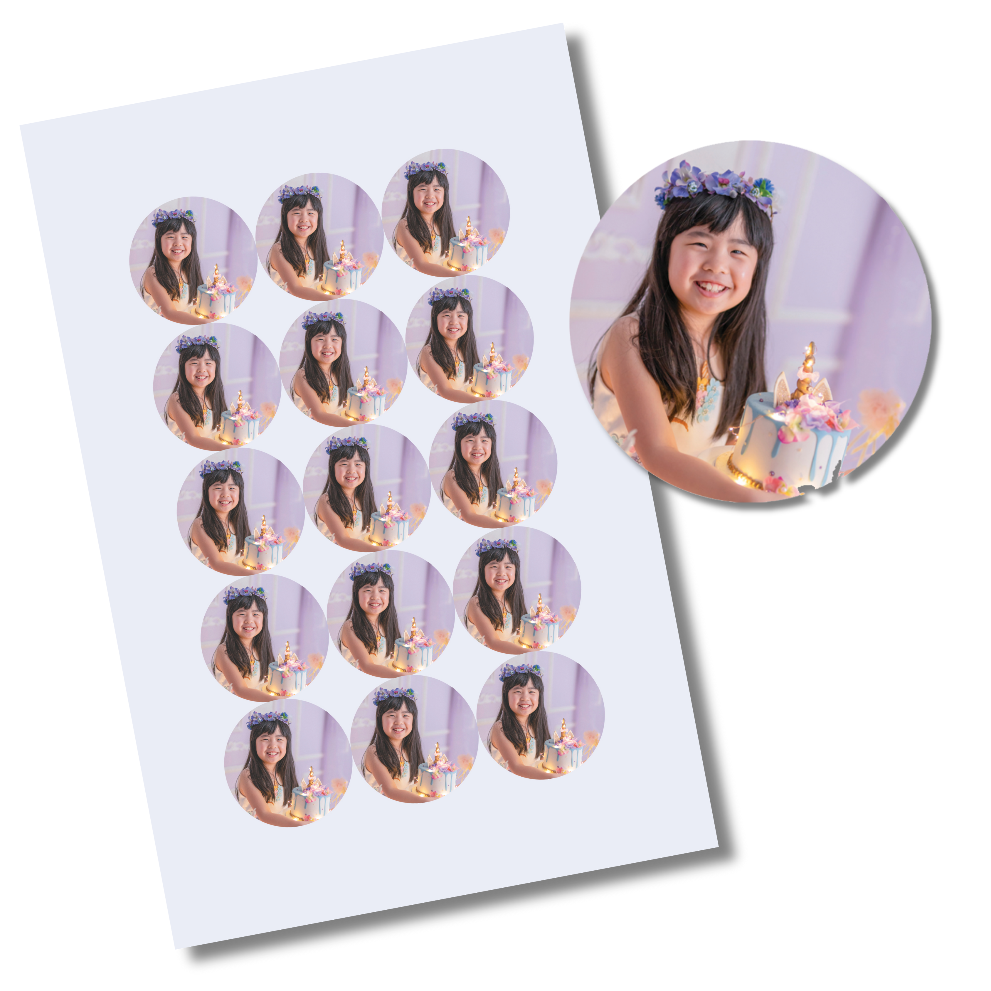 Personalised Selfie Stickers 51mm - Sheet Of 15 | Party Packs
