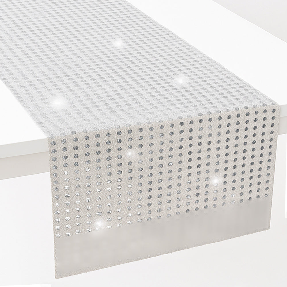 Silver Sequin Fabric Table Runner