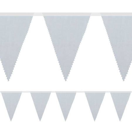 Silver Fabric Pennant Bunting - 24 Flags - 8m