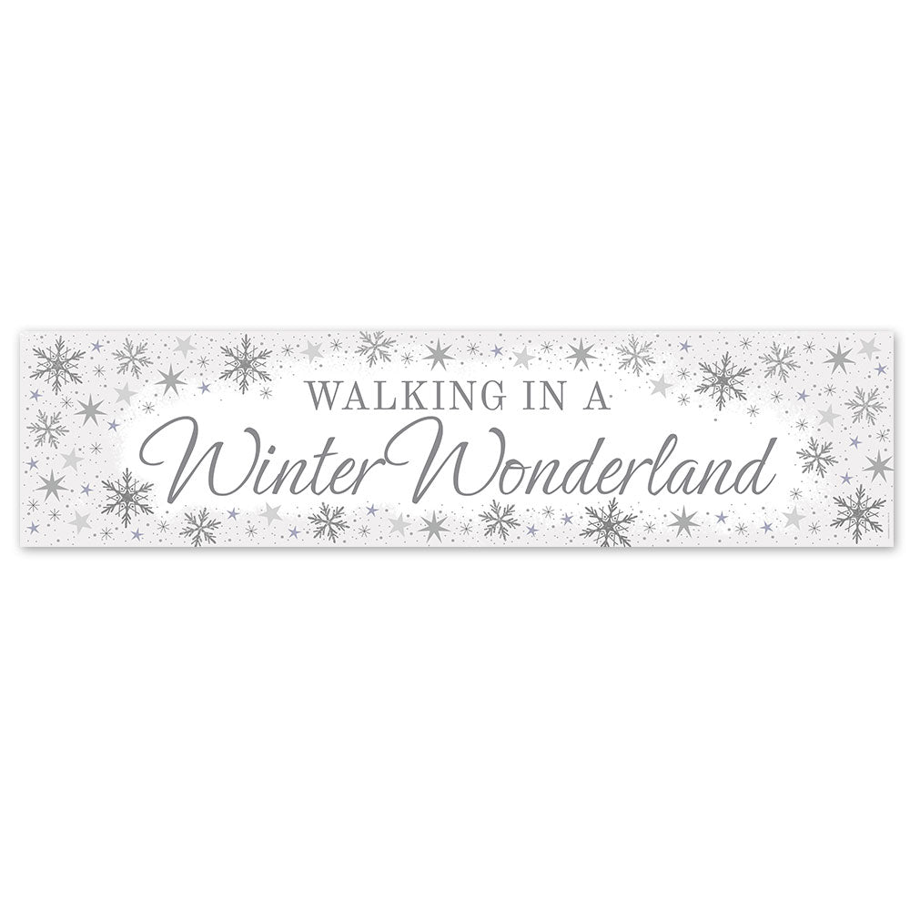 Walking in a Winter Wonderland Silver Christmas Banner - 120cm x 30cm