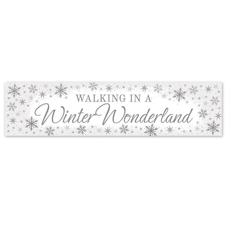 Walking in a Winter Wonderland Silver Christmas Banner - 120cm x 30cm