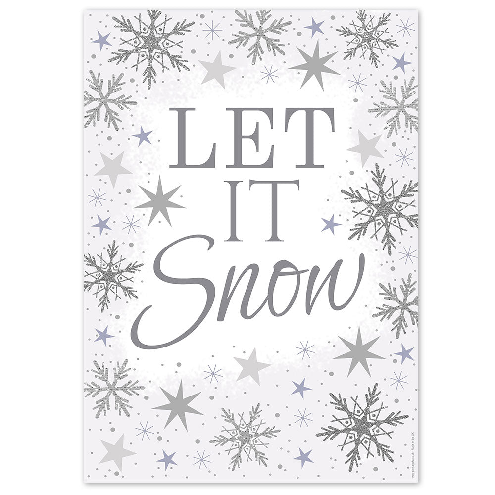 Let It Snow Silver Christmas Poster - A3