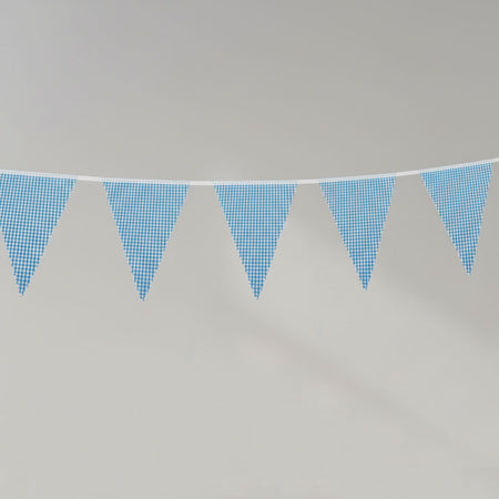 Sky Blue Gingham Fabric Bunting - 8m