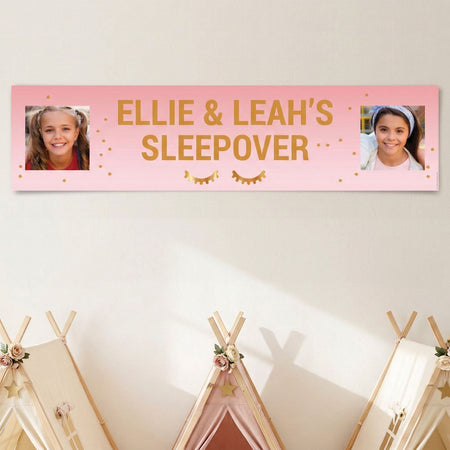 Sleepover Party Personalised Photo Banner - 2 Photos - 1.2m