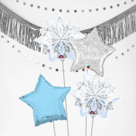 Inflated Winter Wonderland Snowflake Balloon Bundle in a Box
