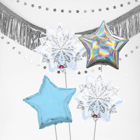 Inflated Winter Wonderland Snowflake Balloon Bundle in a Box