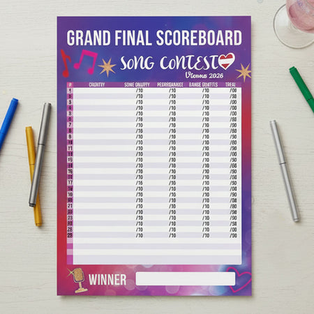 Song Contest Vienna 2026 Score Sheet Poster - A3