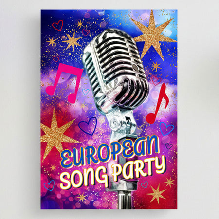 European Song Party Microphone Poster - A3