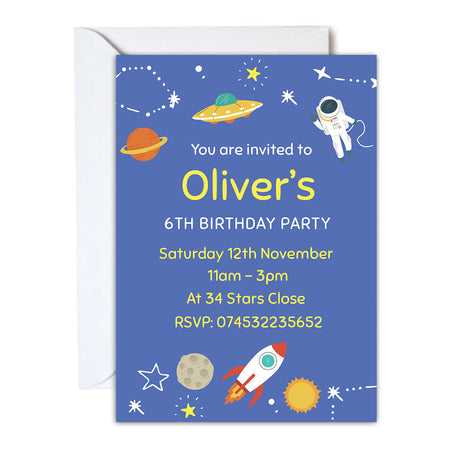 Outer Space Party Personalised Invitations - Pack of 16