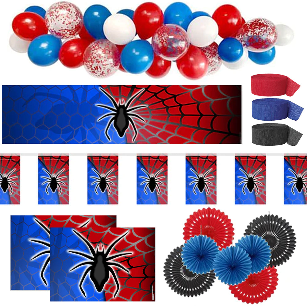 5 * 3ft Red Spider Web Birthday Party Decorations Supplies