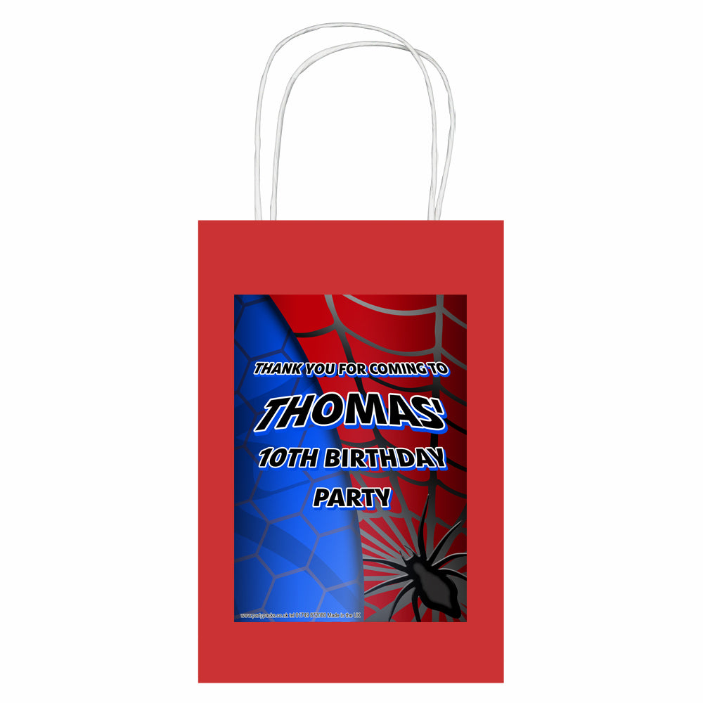 Personalised SpiderMan Paper Party Bags Party Packs
