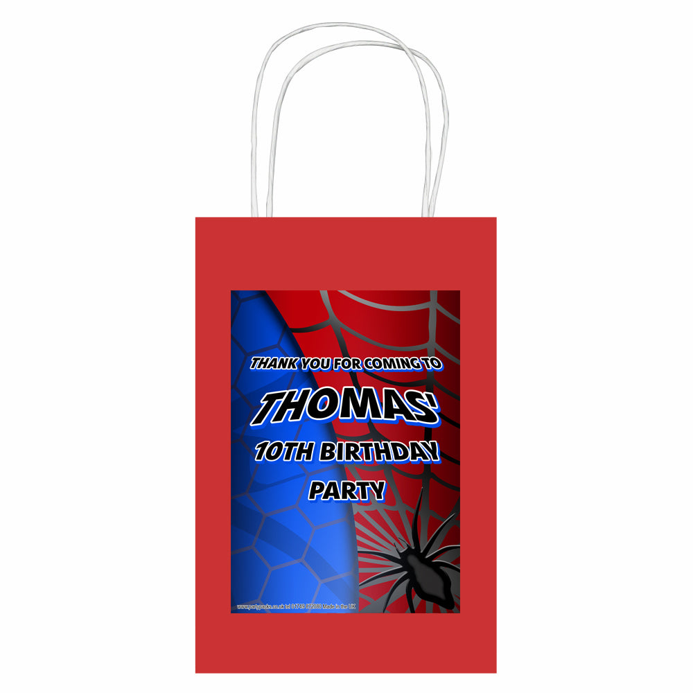 Personalised Spider-Hero Paper Party Bags - Pack of 12