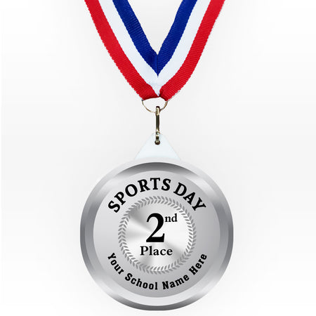 Sports Day Personalised Silver 2nd Place Medal