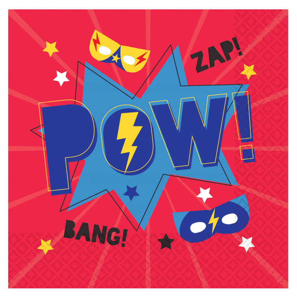 Superhero Paper Napkins - 33cm - Pack of 16