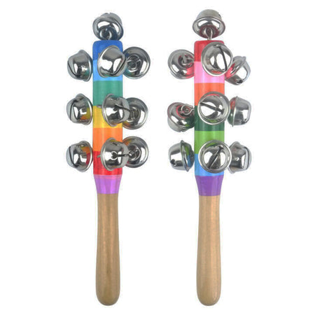 Wooden Jingle Bell Stick - 2 Designs - 19cm - Each