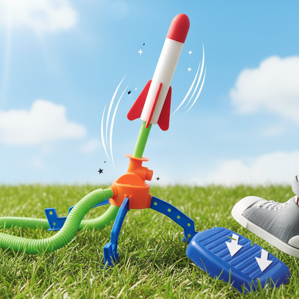 Inflatable Rocket Launchers Jump Rocket Launcher with 3 Foam Rockets - Space Party Toy - Party Packs