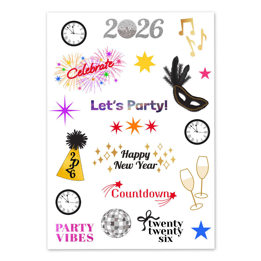 New Year's Eve Tattoos - Sheet of 20 - A5