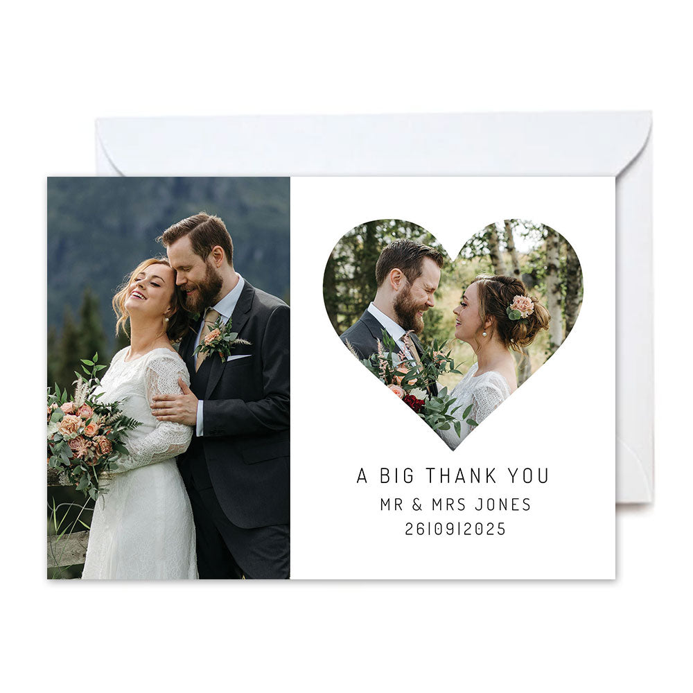 Personalised Multi 2 Photo Simple Landscape Thank you Cards - Pack of 8