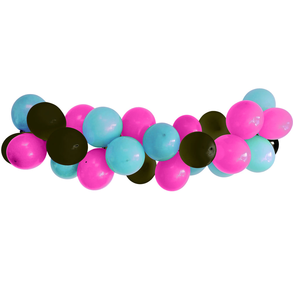 Pink, Black and Turquoise Balloon Arch DIY Kit - 2.5m