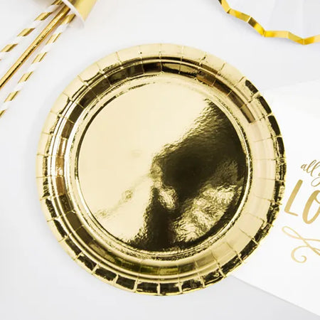Gold Foil Plates - 23cm - Pack of 6