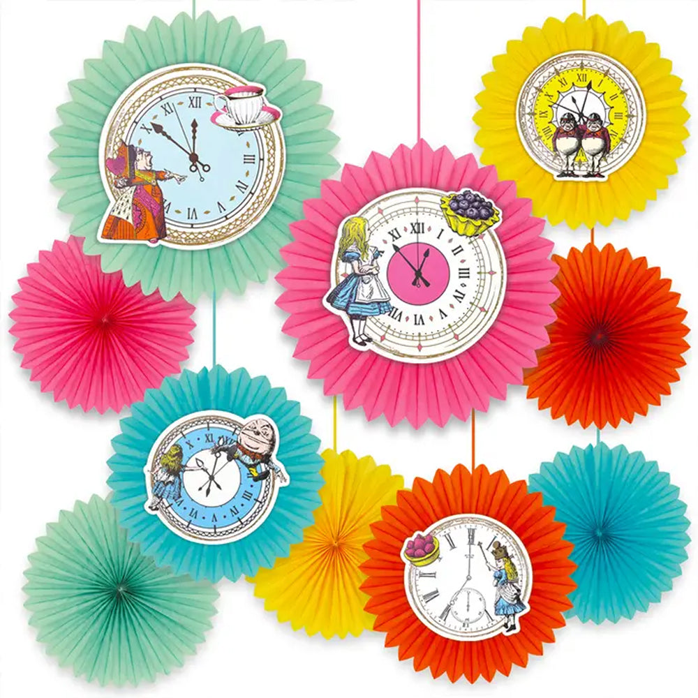 Alice Bright Clock Paper Fans - Pack of 10