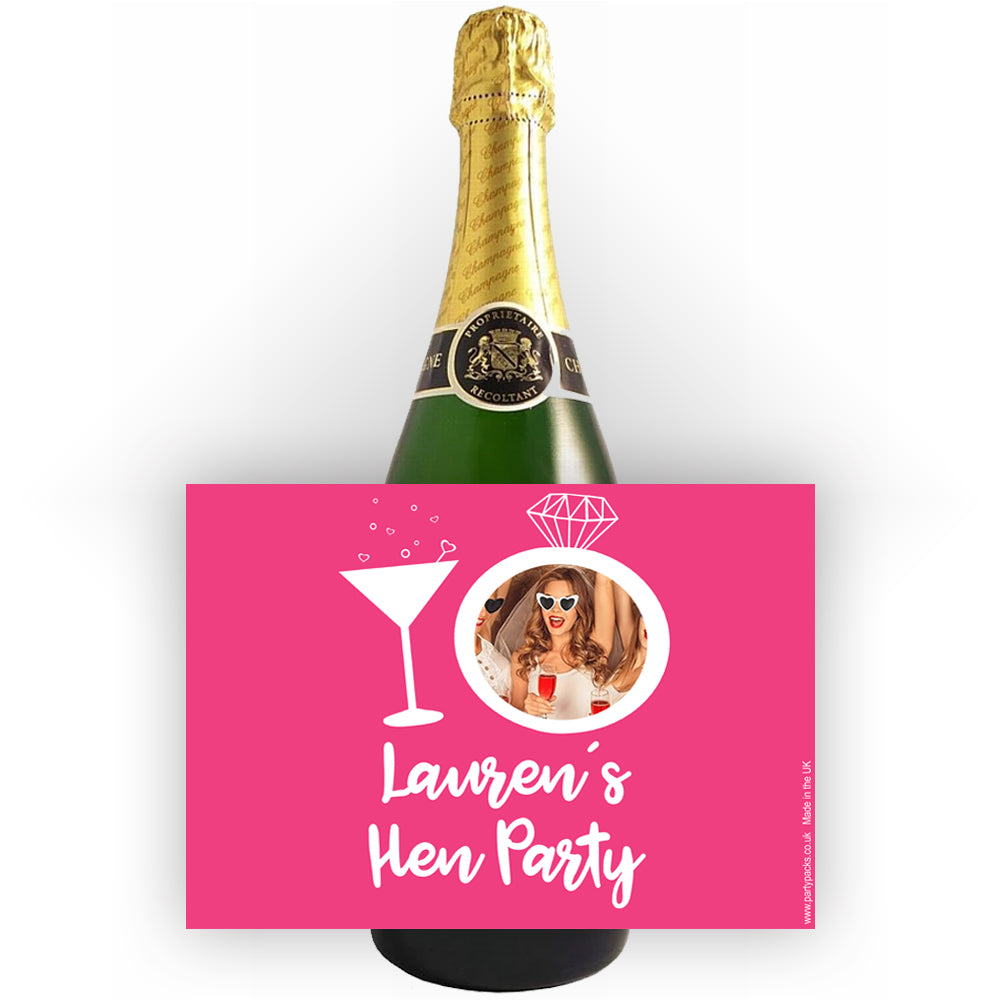 Hen Label Team Bride Hen Party Personalised Photo Bottle Labels - Sheet of 4 ...