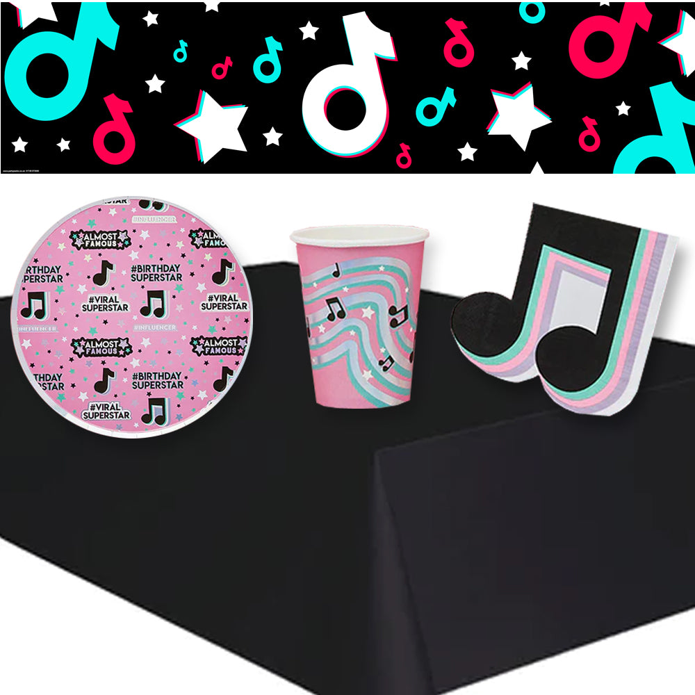 TikTok Tik Tok Party Tableware Pack For 8 With FREE Banner