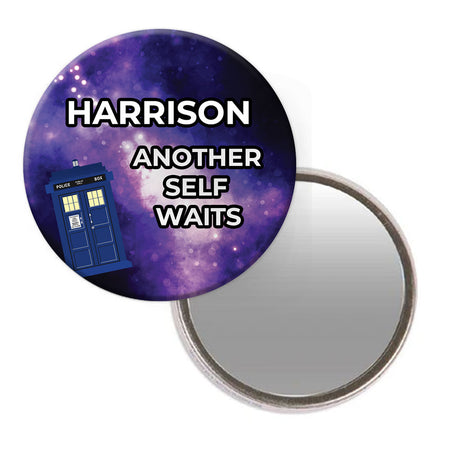 Time Travel Police Box Personalised Pocket Mirror - 58mm - Each