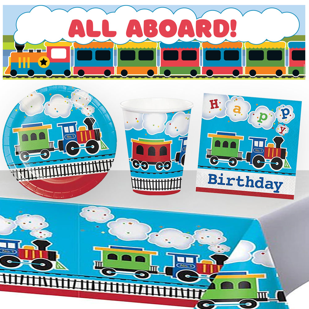 Toy Train Tableware Pack For 8 With FREE Banner!