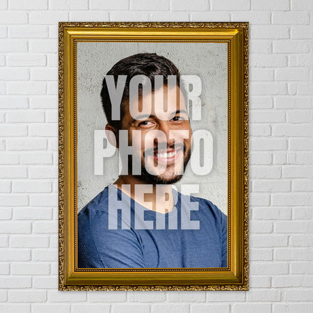Personalised Ornate Gold Frame Photo Poster - A3