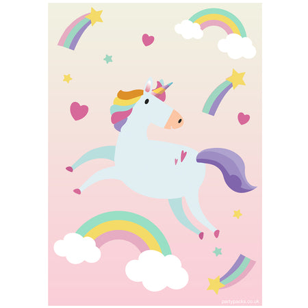 Pink Unicorn Rainbow Poster - A3