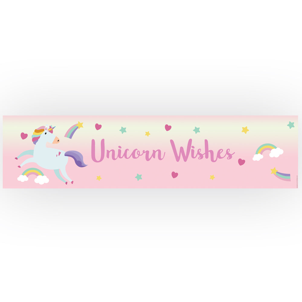 Pink Unicorn Wishes Banner Decoration - 1.2m