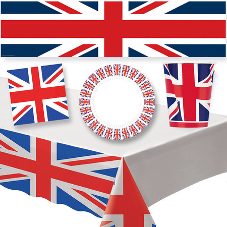 Union Jack Tableware Pack for 8 - With FREE Banner!